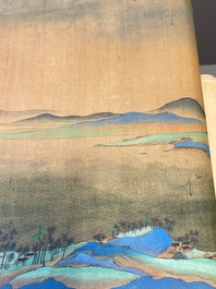 Ecole chinoise: 'Paysage montagneux', encre et couleurs sur soie, Qing