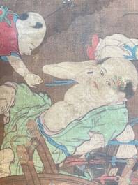 Chinese school, after Su Hanchen (1094-1172): 'The knickknack peddler', ink and colours on silk, 18th C.