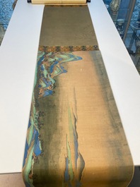 Ecole chinoise: 'Paysage montagneux', encre et couleurs sur soie, Qing