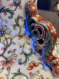 A Chinese famille rose 'hu' vase with fine landscapes, Qianlong mark, 19/20th C.