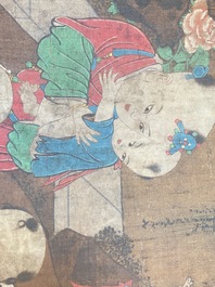 Chinese school, after Su Hanchen (1094-1172): 'The knickknack peddler', ink and colours on silk, 18th C.