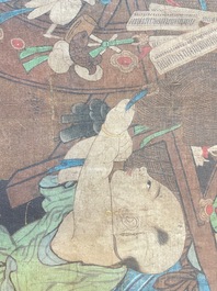 Chinese school, after Su Hanchen (1094-1172): 'The knickknack peddler', ink and colours on silk, 18th C.