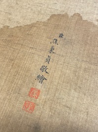 Chinese school: 'Two antiquities', ink and colours on silk, Qianlong seal mark, 19th C.