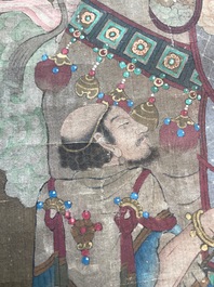 Ecole chinoise: 'Samanthabadra sur l'&eacute;l&eacute;phant &agrave; six d&eacute;fenses', encre et couleurs sur soie, 17/18&egrave;me