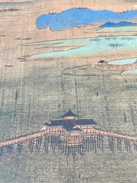 Ecole chinoise: 'Paysage montagneux', encre et couleurs sur soie, Qing