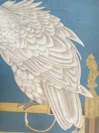 Suiveur de Giuseppe Castiglione 郎世寧 (1688-1766): 'Aigle', encre et couleurs sur papier, dat&eacute; 1747
