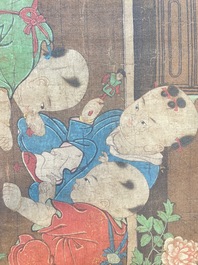 Chinese school, after Su Hanchen (1094-1172): 'The knickknack peddler', ink and colours on silk, 18th C.