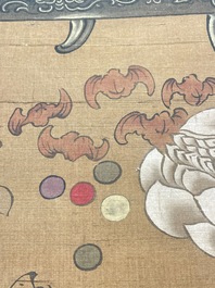 Chinese school: 'Two antiquities', ink and colours on silk, Qianlong seal mark, 19th C.