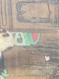 Chinese school, after Su Hanchen (1094-1172): 'The knickknack peddler', ink and colours on silk, 18th C.