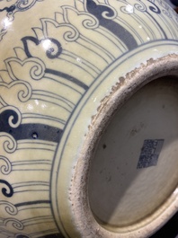 A large Chinese blue and white bottle vase, Qianlong mark, 19/20th C.