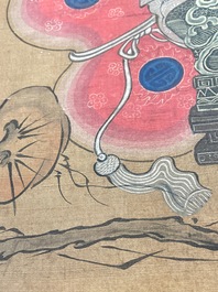 Chinese school: 'Two antiquities', ink and colours on silk, Qianlong seal mark, 19th C.