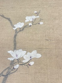 Chinese school: 'Two antiquities', ink and colours on silk, Qianlong seal mark, 19th C.