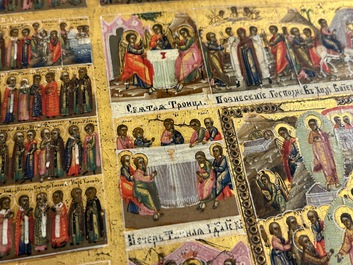 Een groot Russisch 'Feestdagen' icoon, 19e eeuw