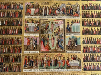 Een groot Russisch 'Feestdagen' icoon, 19e eeuw