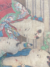 Chinese school, after Su Hanchen (1094-1172): 'The knickknack peddler', ink and colours on silk, 18th C.