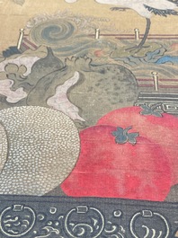 Chinese school: 'Two antiquities', ink and colours on silk, Qianlong seal mark, 19th C.