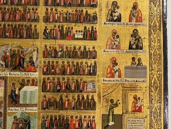 Een groot Russisch 'Feestdagen' icoon, 19e eeuw