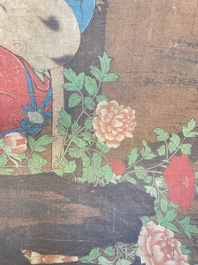 Chinese school, after Su Hanchen (1094-1172): 'The knickknack peddler', ink and colours on silk, 18th C.
