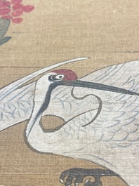 Chinese school: 'Two antiquities', ink and colours on silk, Qianlong seal mark, 19th C.