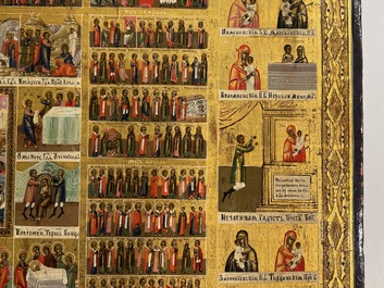 Een groot Russisch 'Feestdagen' icoon, 19e eeuw