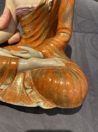 A Chinese famille rose figure of Buddha, Qianlong mark, 19/20th C.
