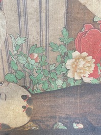 Chinese school, after Su Hanchen (1094-1172): 'The knickknack peddler', ink and colours on silk, 18th C.
