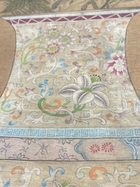 Chinese school: 'Two antiquities', ink and colours on silk, Qianlong seal mark, 19th C.