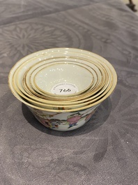 A set of seven Chinese famille rose nesting bowls, Daoguang