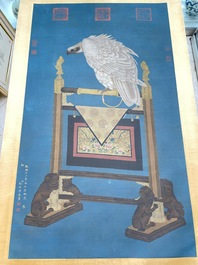 Suiveur de Giuseppe Castiglione 郎世寧 (1688-1766): 'Aigle', encre et couleurs sur papier, dat&eacute; 1747