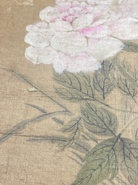 Chinese school: 'Two antiquities', ink and colours on silk, Qianlong seal mark, 19th C.