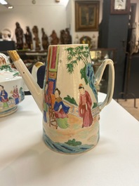 Een Chinees Canton famille rose 14-delig koffie- en theeservies, 19e eeuw