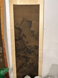 Volger van Zhu Derun 朱德潤 (1294-1365): 'Berglandschap', inkt op zijde, gedateerd 1364