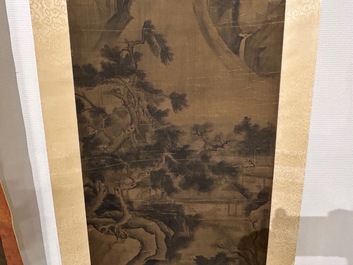Volger van Zhu Derun 朱德潤 (1294-1365): 'Berglandschap', inkt op zijde, gedateerd 1364