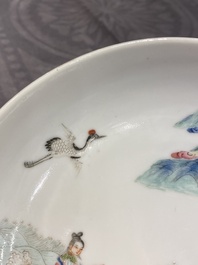 A pair of Chinese famille rose 'immortals' plates, Shen De Tang 慎德堂製 mark, 19th C.