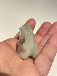 Five Chinese white, celadon and grey-black jade carvings, Qing/Republic