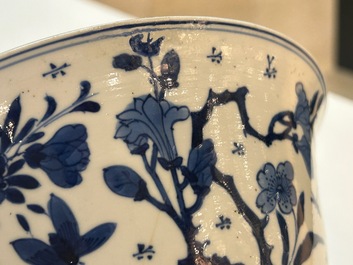 A Chinese blue and white bowl with floral 'four seasons' decoration, Chenghua mark, Kangxi