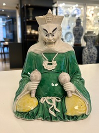 Figure de Longwang biscuit &eacute;maill&eacute; vert, Chine, Kangxi