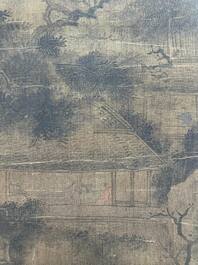Volger van Zhu Derun 朱德潤 (1294-1365): 'Berglandschap', inkt op zijde, gedateerd 1364