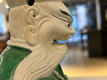 Figure de Longwang biscuit &eacute;maill&eacute; vert, Chine, Kangxi