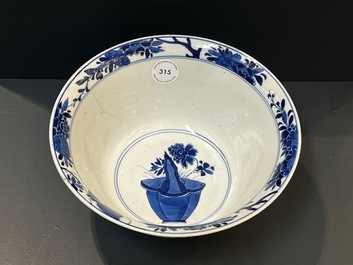 A Chinese blue and white bowl with floral 'four seasons' decoration, Chenghua mark, Kangxi