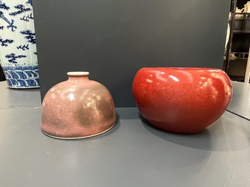 Seven Chinese copper-red- and flamb&eacute;-glazed water pots and brush washers, 19/20th C.