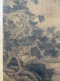 Volger van Zhu Derun 朱德潤 (1294-1365): 'Berglandschap', inkt op zijde, gedateerd 1364