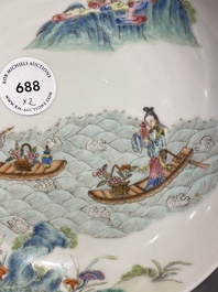 A pair of Chinese famille rose 'immortals' plates, Shen De Tang 慎德堂製 mark, 19th C.