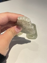 Three Chinese celadon and white jade pendants, Qing
