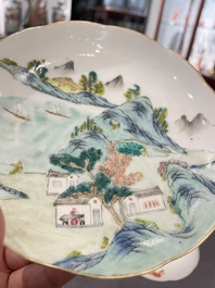 Twee paar Chinese famille rose borden, Daoguang en Qing Hua Zhen Pin 清華珍品 merk, 19/20e eeuw