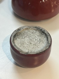 Seven Chinese copper-red- and flamb&eacute;-glazed water pots and brush washers, 19/20th C.