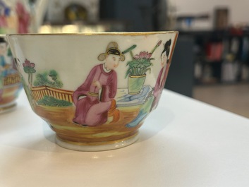 Een Chinees Canton famille rose 14-delig koffie- en theeservies, 19e eeuw