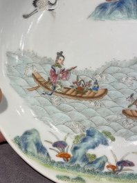 A pair of Chinese famille rose 'immortals' plates, Shen De Tang 慎德堂製 mark, 19th C.