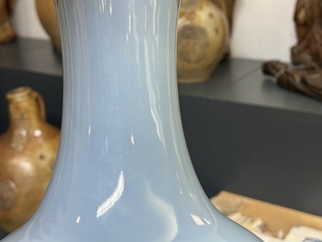 A Chinese famille rose lavender-blue-ground bottle vase, Qianlong mark, Republic