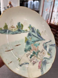 Twee paar Chinese famille rose borden, Daoguang en Qing Hua Zhen Pin 清華珍品 merk, 19/20e eeuw